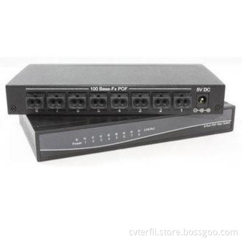 8 Port 250Mbps Plastic Optical Fibers Network Ethernet Swit